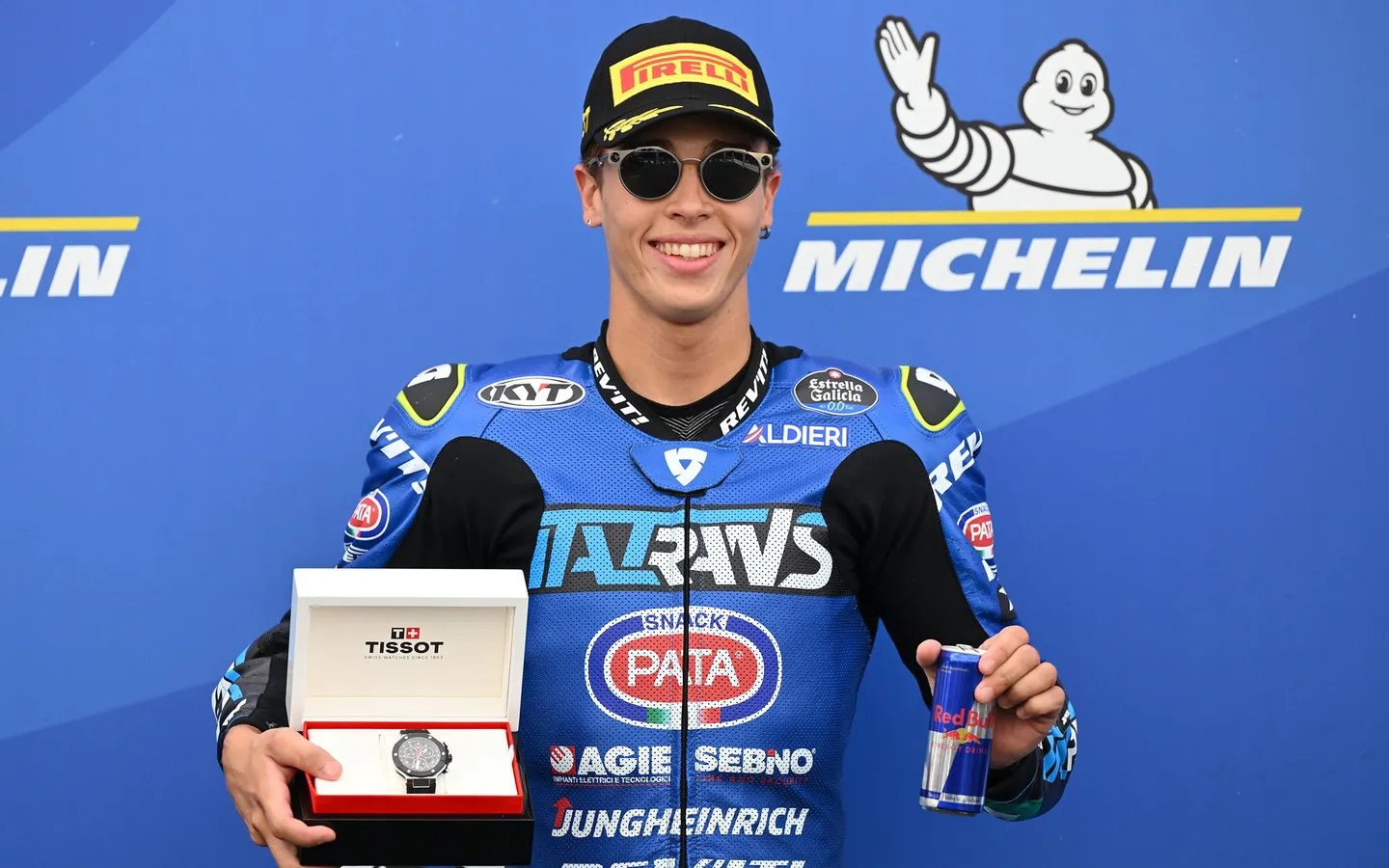 Diogo Moreira in parc fermé after taking pole position at Balaton Park. Photo courtesy Dorna.