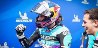 Maximo Quiles in parc fermé after taking pole position in Hungary. Photo courtesy Dorna.