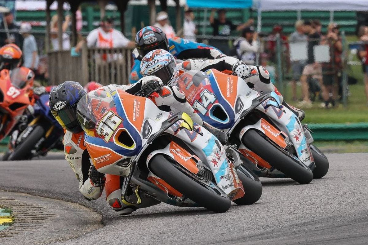 OrangeCat Racing riders Jayson Uribe (No. 36) and Andrew Lee (No. 14).Photo by: Brian J. Nelson