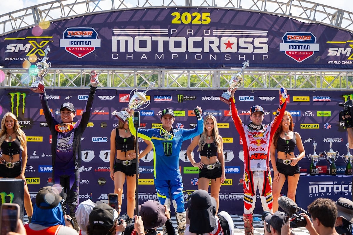 Podium picture with, from left to right, Jo Shimoda, Haiden Deegan and Tom Vialle. Photo Credit: MX Sports Pro Racing, Inc. Photo Credit: MX Sports Pro Racing, Inc.