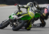 Chase Jazikoff leads Christian Berlowitz in the Stock 110 class race one on Saturday. It was one of the closest finishes of the day with Jazikoff taking the win. Photo by Larry Lawrence