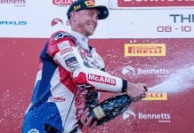 Danny Kent on the podium at Thruxton. Photo courtesy BSB.
