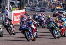 Bennetts British Superbike Race 2 Start at Thruxton. Photo courtesy BSB.