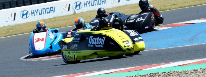 Markus Schlosser and Luca Schmidt (3) and Sam and Thomas Christie (34) at 2025 FIM Sidecar World Championship - Most (CZE) © Mark Walters