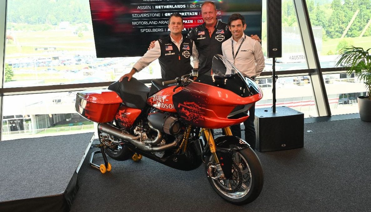 From left to right, Jeff Schuessler, Kolja Rebstock and Carlos Ezpeleta. Photo courtesy Dorna.