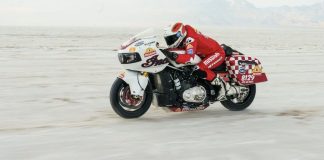 Indian Motorcycle's Tyler O'Hara at Bonneville Salt Flats. Photo courtesy Indian Motorcycle Racing.