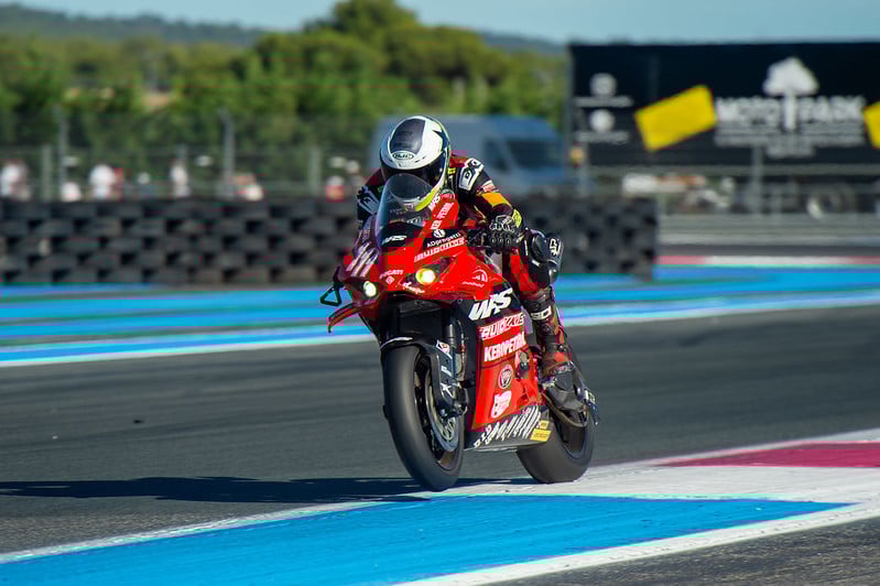Adrien Lepine (111) riding on his Aviobike WRS. Photo courtesy Aviobike Team.