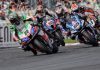 Lowes (22), Rea (65), Petrucci (9), Van der Mark (60) and Vierge (97) battling at Magny-Cours. Photo courtesy Dorna.