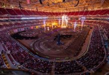 The Dome at America’s Center delivered excitement, drama and close finishes at Playoff 2 of the SMX World Championship. The two-moto postseason race structure kept the St. Louis race fans on their feet. Photo courtesy SMX.