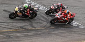 2025 Daytona 200 with Richie Escalante (54), Josh Herrin (2) and Tyler Scott (70). Photo credit Brian J Nelson.