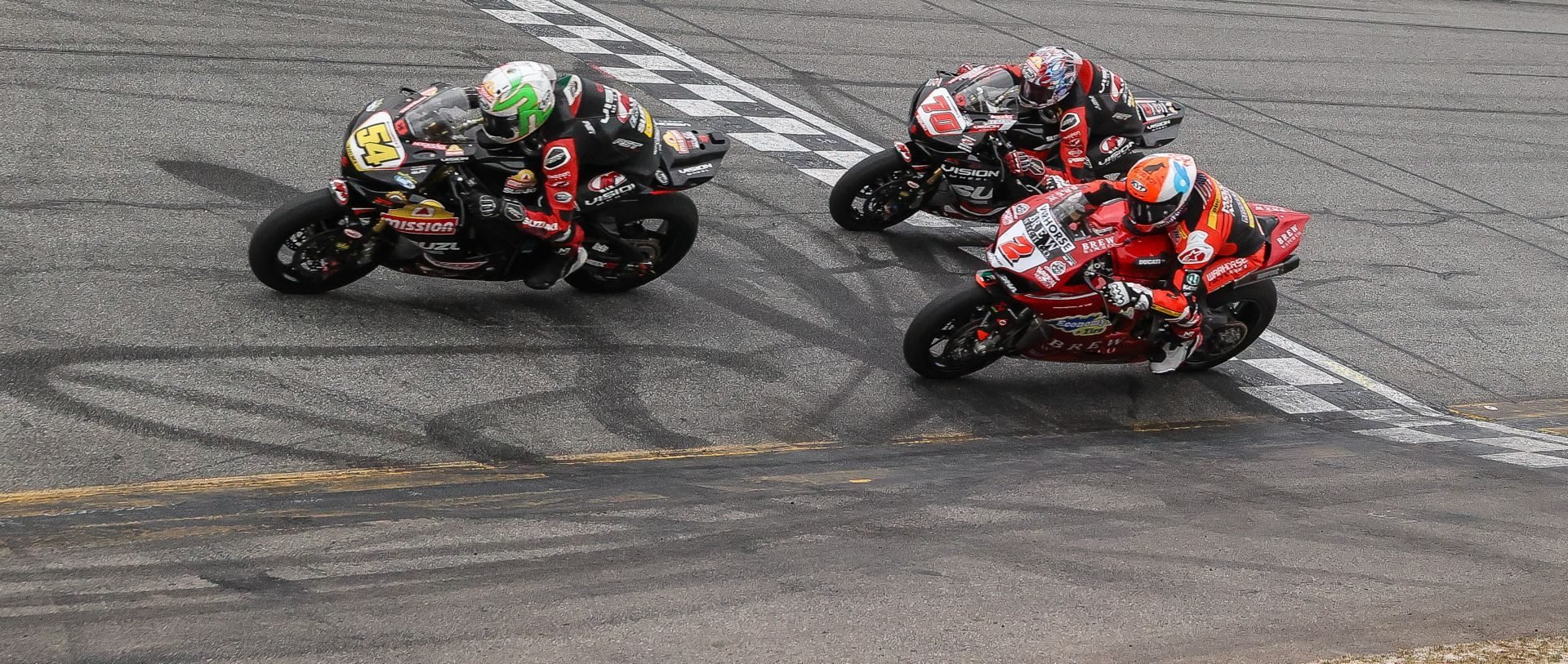 2025 Daytona 200 with Richie Escalante (54), Josh Herrin (2) and Tyler Scott (70). Photo credit Brian J Nelson.