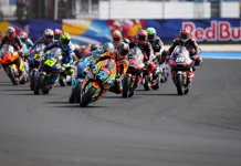 Moto2 race start at Misano. Photo courtesy Dorna.
