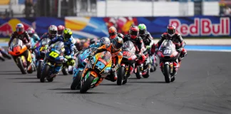 Moto2 race start at Misano. Photo courtesy Dorna.