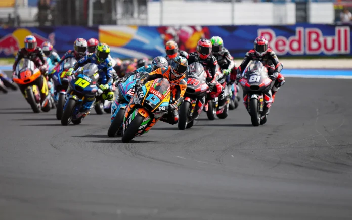 Moto2 race start at Misano. Photo courtesy Dorna.