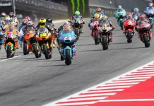 Moto2 race start at Barcelona. Photo courtesy Dorna.