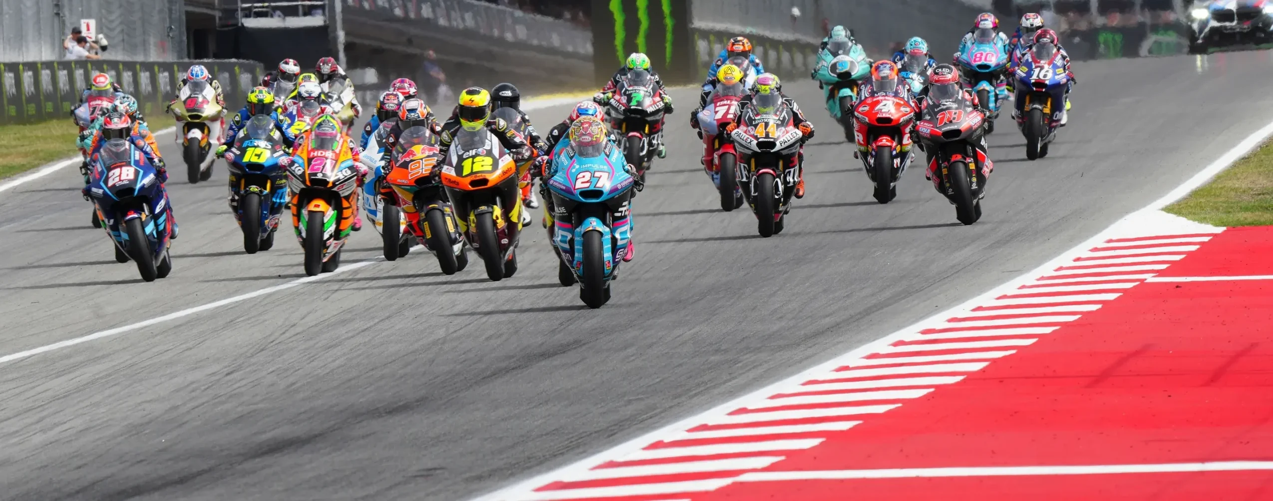 Moto2 race start at Barcelona. Photo courtesy Dorna.
