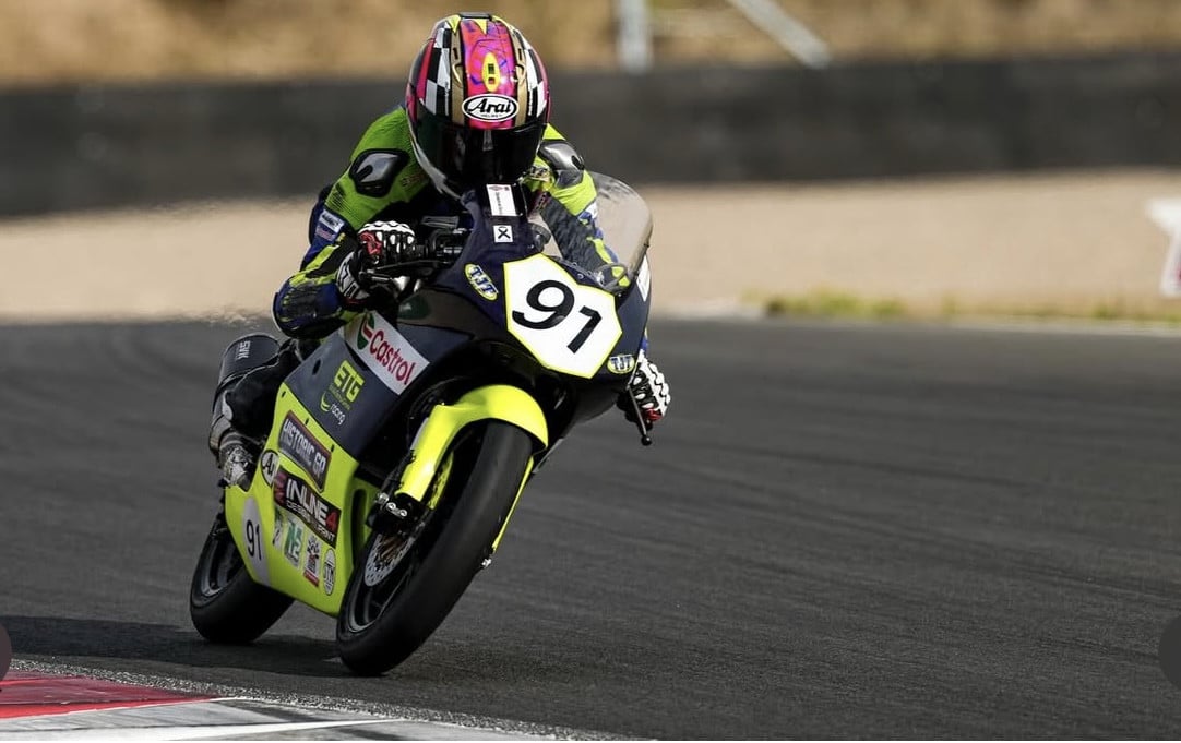 Mahdi Salem riding his ETG RACING Honda at Circuit de Navarra. Photo by Dast Media.