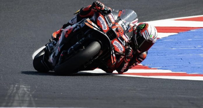 Marco Bezzecchi (72) at Misano. Photo courtesy Aprilia Racing Team.