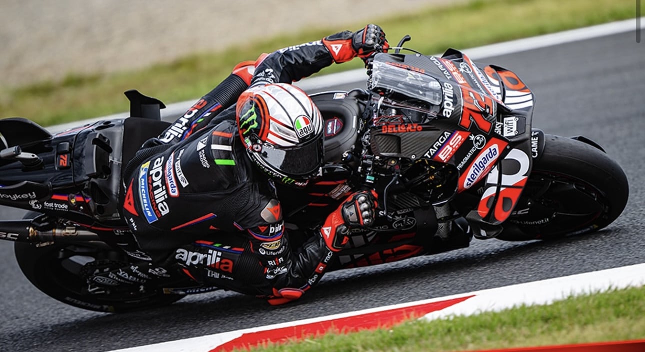 Marco Bezzecchi (72) at Motegi. Photo courtesy Aprilia.