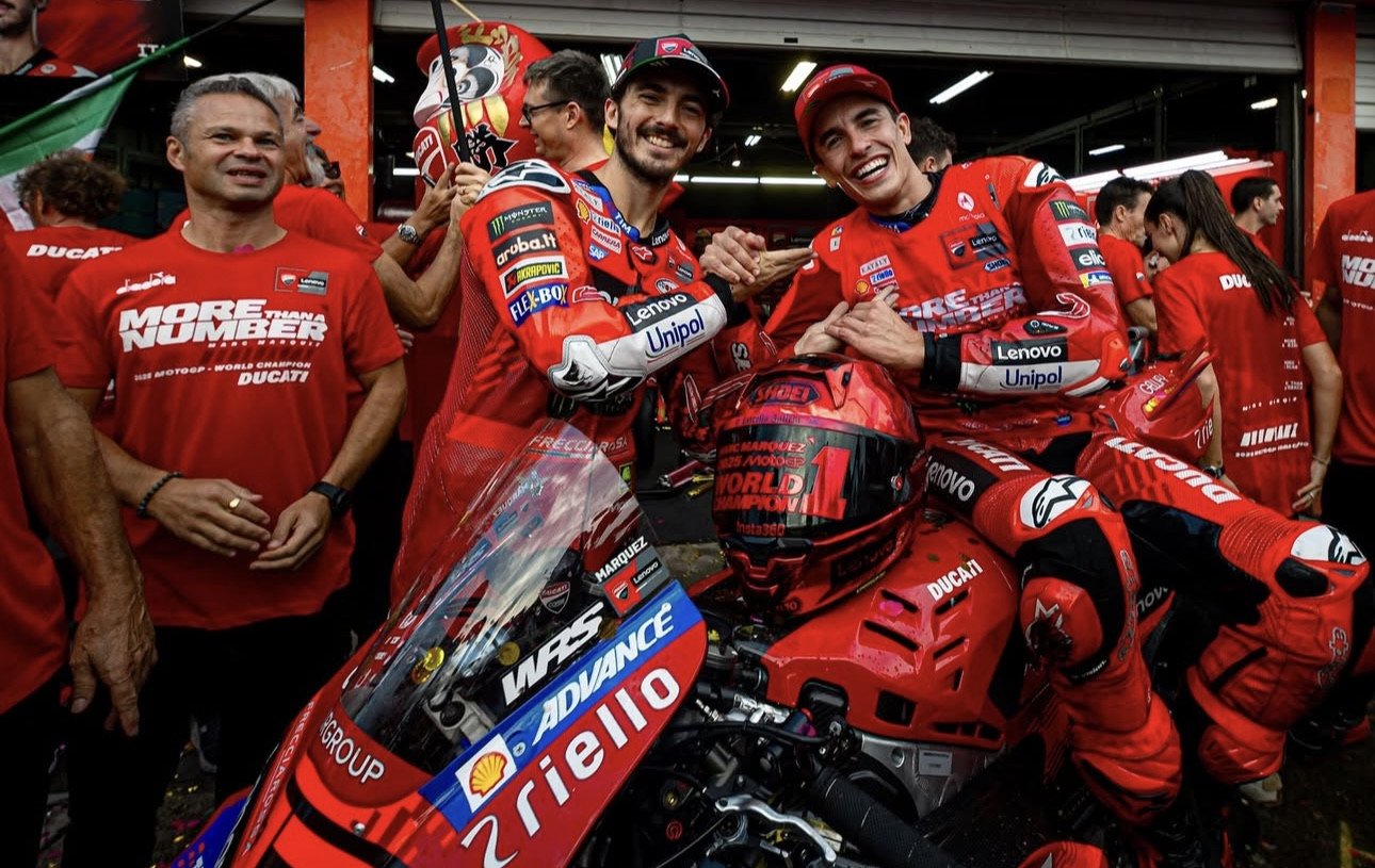 Francesco Bagnaia on the left and Marc Marquez on the right. Photo courtesy Ducati Lenovo Team.