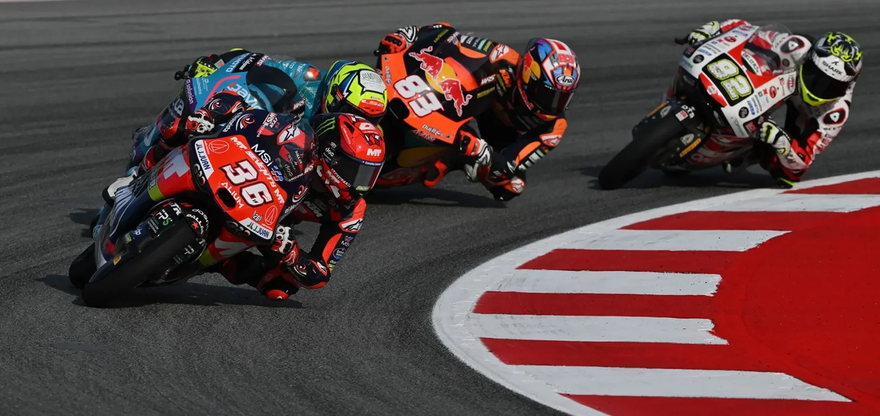 Angel Piqueras (36), Alvaro Carpe (83), Stefano Nepa (82) at Barcelona. Photo courtesy Dorna.