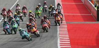Moto3 race start at Barcelona. Photo courtesy Dorna.