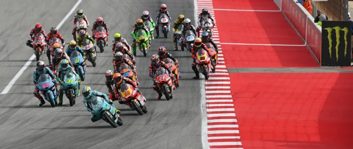 Moto3 race start at Barcelona. Photo courtesy Dorna.