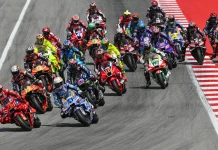 MotoGP Race start at Barcelona. Photo courtesy Dorna.