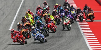 MotoGP Race start at Barcelona. Photo courtesy Dorna.