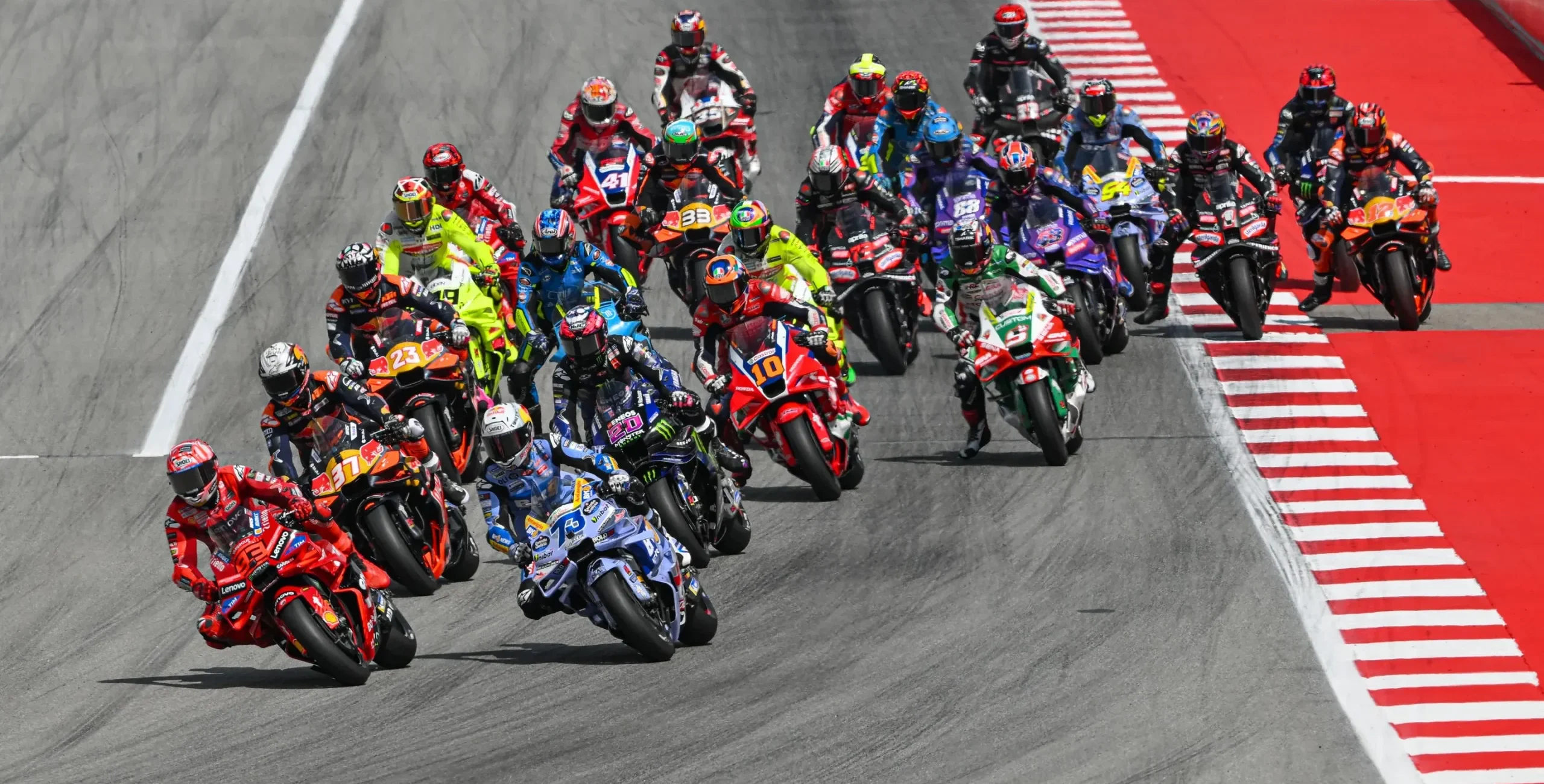 MotoGP Race start at Barcelona. Photo courtesy Dorna.