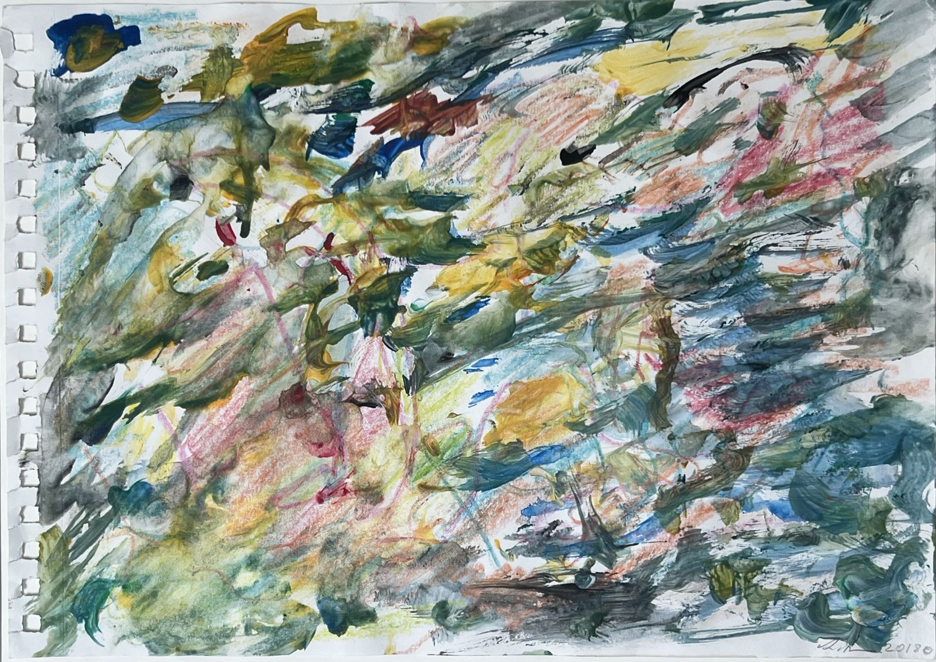 Larry Poons, 2012, watercolor/paper, 8 7/8” x 12 5/8” unframed (15 1/4” x 19 1/4” framed). Photo by Paula Poons.