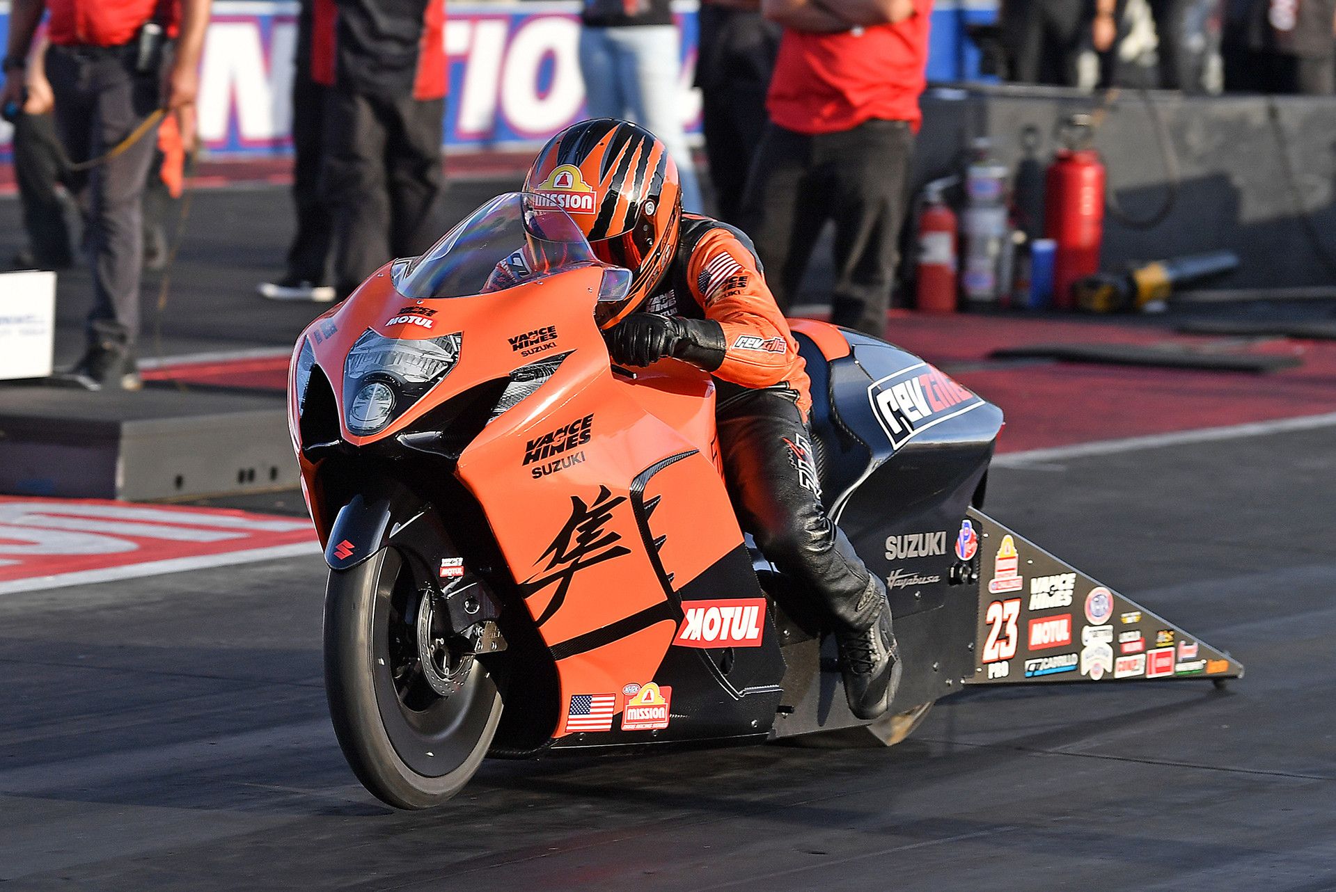 Richard Gadson set a career-best elapsed time, qualified second, and won the Mission #2Fast2Tasty Challenge at the U.S. Nationals. Photo courtesy Suzuki Motor USA.