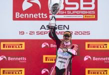 Scott Redding on the podium after his victory at TT Circuit Assen. Photo courtesy BSB.