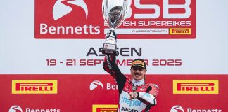Scott Redding on the podium after his victory at TT Circuit Assen. Photo courtesy BSB.