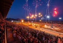 The SMX World Championship Final crowned two champions at The Strip at Las Vegas Motor Speedway, including the first Japanese rider to win an SMX title. The warm, clear night sky was electrified with racing excitement in the glow of downtown Las Vegas. Photo credit Feld Motor Sports.