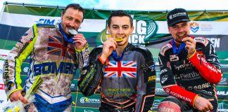 Championship Podium at 2025 FIM Long Track World Championship, Roden. Photo credit Jesper Veldhuizen