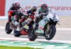 Scott Redding (4), Kyle Ride (1) and Leon Haslam (91) at TT Assen Circuit during Race 3. Photo courtesy EWC.