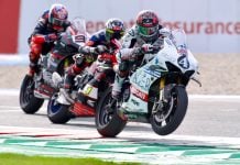 Scott Redding (4), Kyle Ride (1) and Leon Haslam (91) at TT Assen Circuit during Race 3. Photo courtesy EWC.