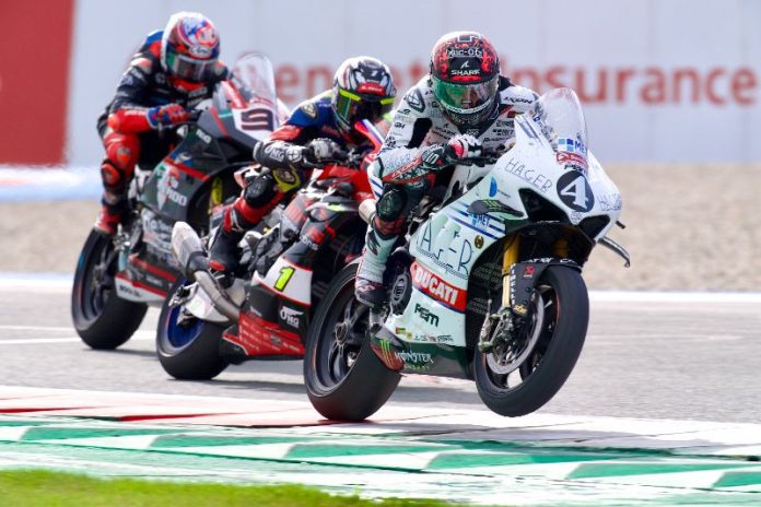 Scott Redding (4), Kyle Ride (1) and Leon Haslam (91) at TT Assen Circuit during Race 3. Photo courtesy EWC.