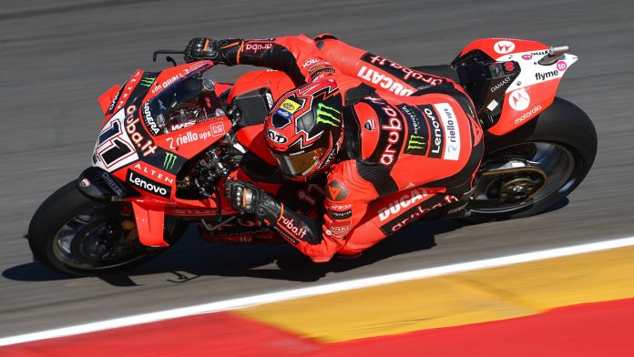 Nicolo Bulega (11) at MotorLand Aragon. Photo courtesy Dorna.