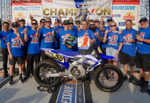 Tom Drane and Estenson Racing Team celebrating 2025 Singles Champion Title. Photo courtesy Yamaha Motor Corporation