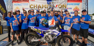 Tom Drane and Estenson Racing Team celebrating 2025 Singles Champion Title. Photo courtesy Yamaha Motor Corporation