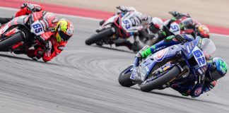 Stefano Manzi (62), Philipp Oettl (65), Valentin Debise (53) and Jaume Masia (51) at MotorLand Aragon. Photo courtesy Dorna.
