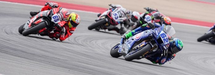 Stefano Manzi (62), Philipp Oettl (65), Valentin Debise (53) and Jaume Masia (51) at MotorLand Aragon. Photo courtesy Dorna.