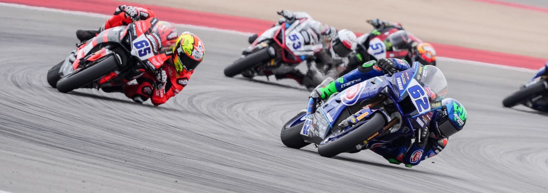 Stefano Manzi (62), Philipp Oettl (65), Valentin Debise (53) and Jaume Masia (51) at MotorLand Aragon. Photo courtesy Dorna.