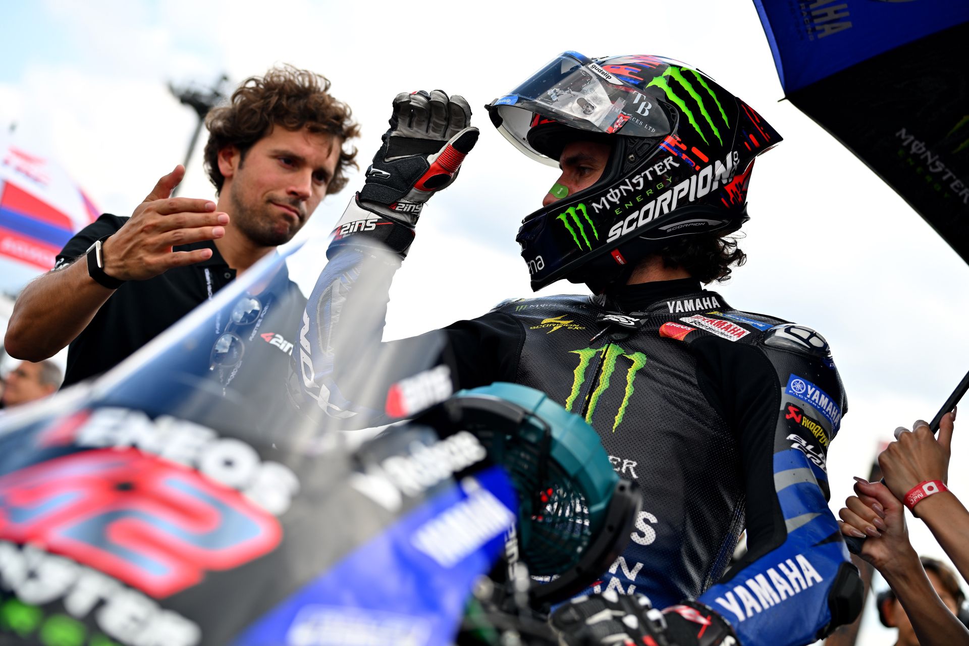 Alex Rins (42) on the grid at Motegi. Photo courtesy Yamaha Monster Energy.