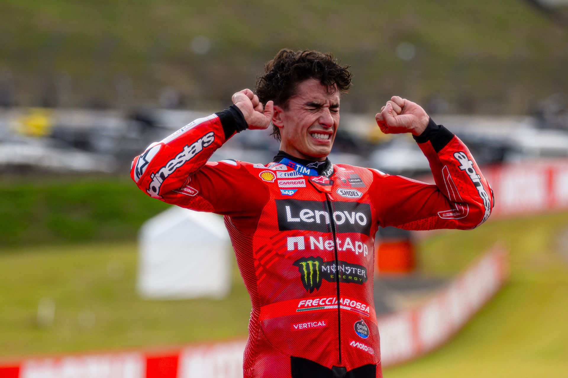 Marc Marquez after claiming the 2025 MotoGP World Championship. Photo courtesy Ducati Lenovo Team.