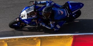 Chris Clark on his BGR Smrz Racing Yamaha R3 at MotorLand Aragon. Photo courtesy Chris Clark Racing.