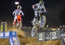 2025 premier class champions, Cooper Webb (2) and Jett Lawrence (1). Webb would go on to win the Monster Energy Supercross Championship and Lawrence would defend both the Pro Motocross Championship and SMX World Championship.
