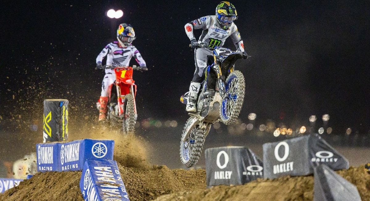2025 premier class champions, Cooper Webb (2) and Jett Lawrence (1). Webb would go on to win the Monster Energy Supercross Championship and Lawrence would defend both the Pro Motocross Championship and SMX World Championship.